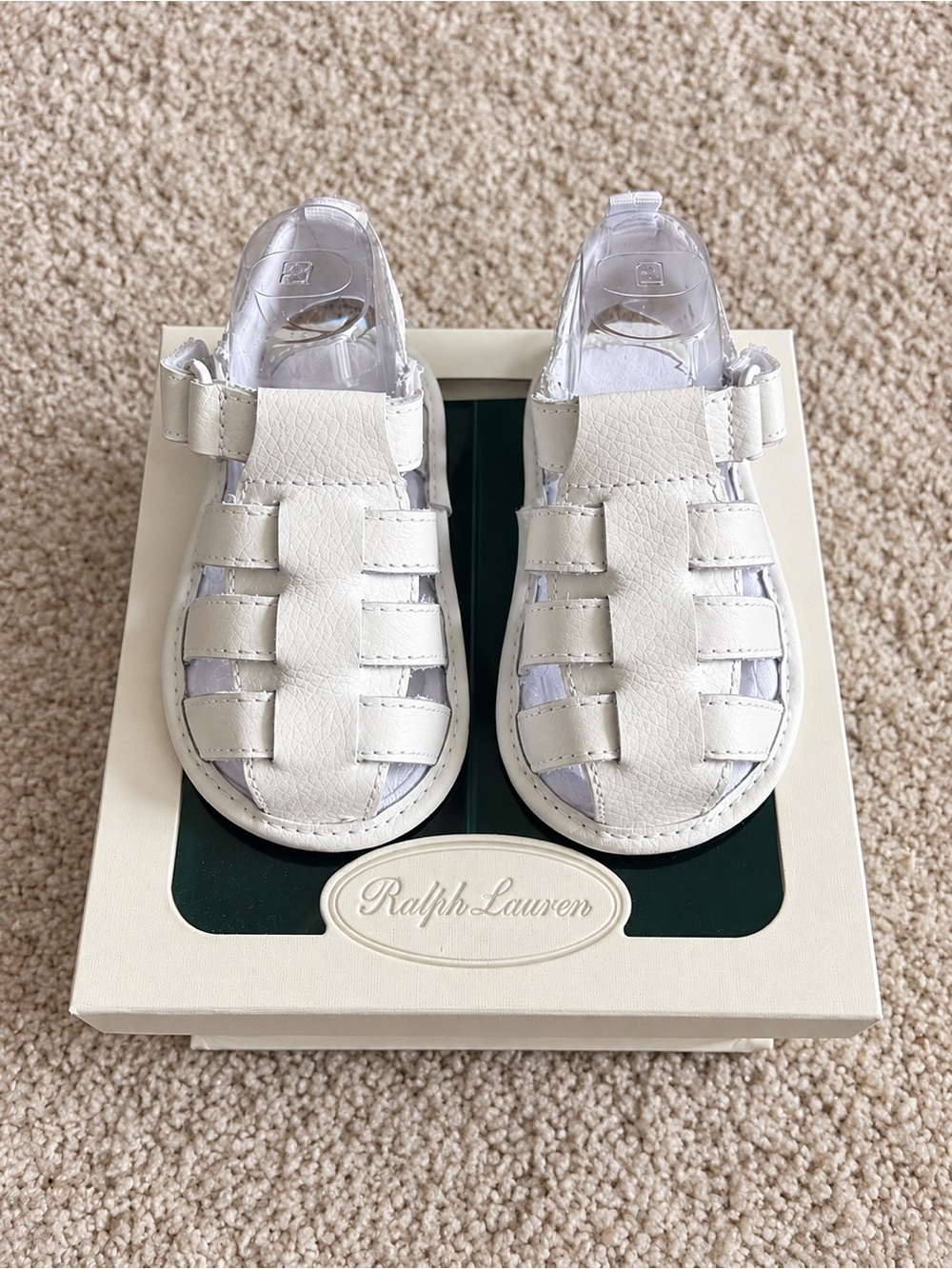 Ralph Lauren Baby White Leather Fisherman Sandals Size 3 NWT